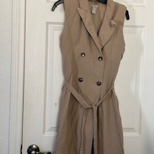 H&M Tan Double-Breasted Midi Dress